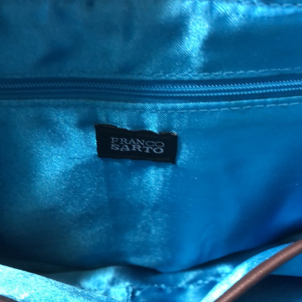 Brown leather Franco Sarto, leather bag with turquoise lining - Picture 4 of 7